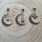 Filigree Moon Pendant with charm ~ Rabbit, Butterfly, Owl ~ Pagan, Wiccan