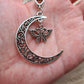 Filigree Moon Pendant with charm ~ Rabbit, Butterfly, Owl ~ Pagan, Wiccan