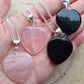 Rose quartz or Black Obsidian Heart Pendant