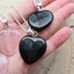 Rose quartz or Black Obsidian Heart Pendant