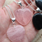 Rose quartz or Black Obsidian Heart Pendant