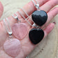 Rose quartz or Black Obsidian Heart Pendant