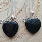 Rose quartz or Black Obsidian Heart Pendant