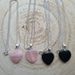 Rose quartz or Black Obsidian Heart Pendant