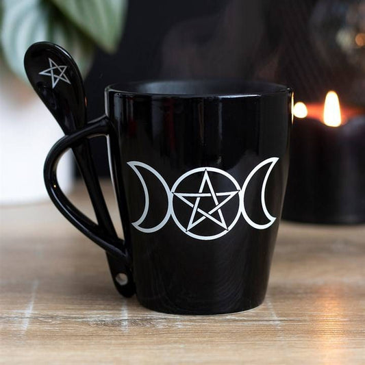 Witches Brew or Triple Moon Mug with matching spoon