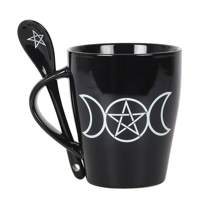 Witches Brew or Triple Moon Mug with matching spoon