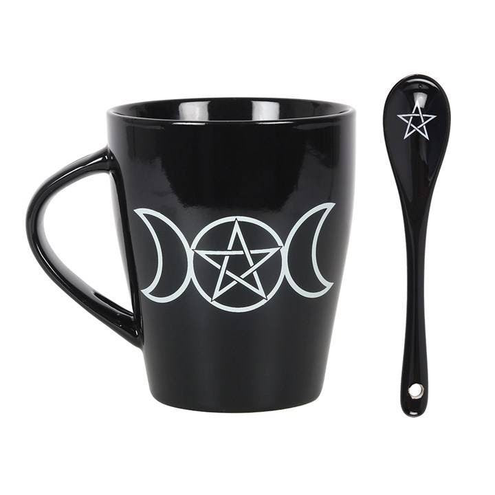 Witches Brew or Triple Moon Mug with matching spoon