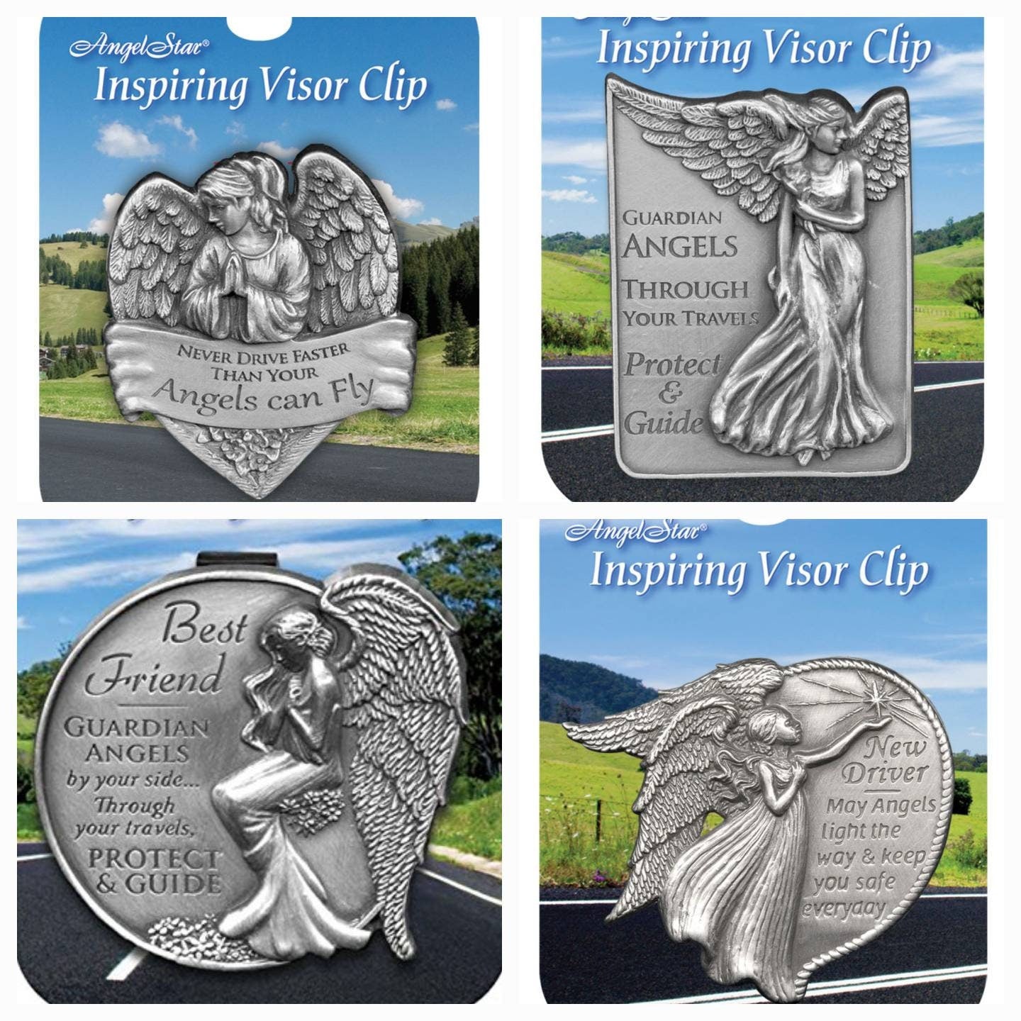 Angel Star Visor Clip ~ New Driver ~ Best Friend ~ Never Drive Faster than your Angels Can Fly ~ Guardian Angel