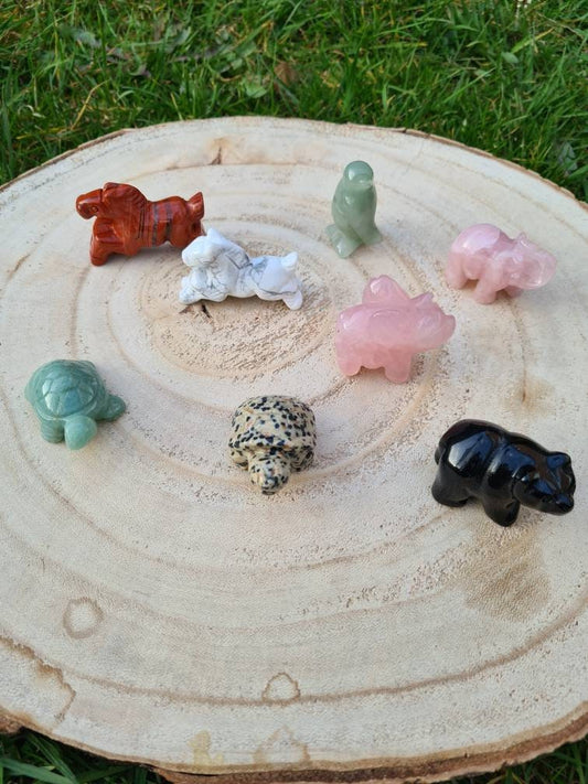 Gemstone Carved Animals ~ Horse ~ Turtle ~ Tortoise  ~ Bear ~ Penguin ~ Flying Pig ~ Elephant