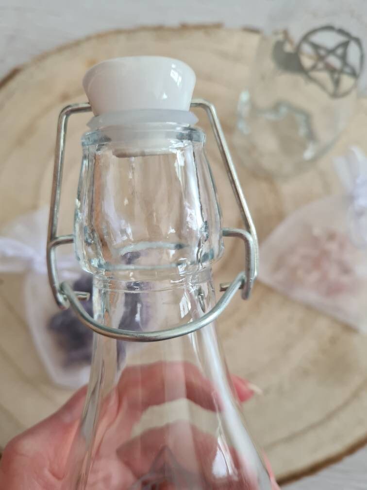 Moon Water Bottle ~ Lunar Water ~ Moon ritual ~ Altar Bottle ~ Amethyst water ~ Rose Quartz Water